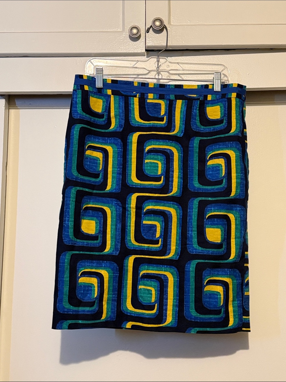 Boden Navy Blue Geometric Print Pencil Skirt size 14 R